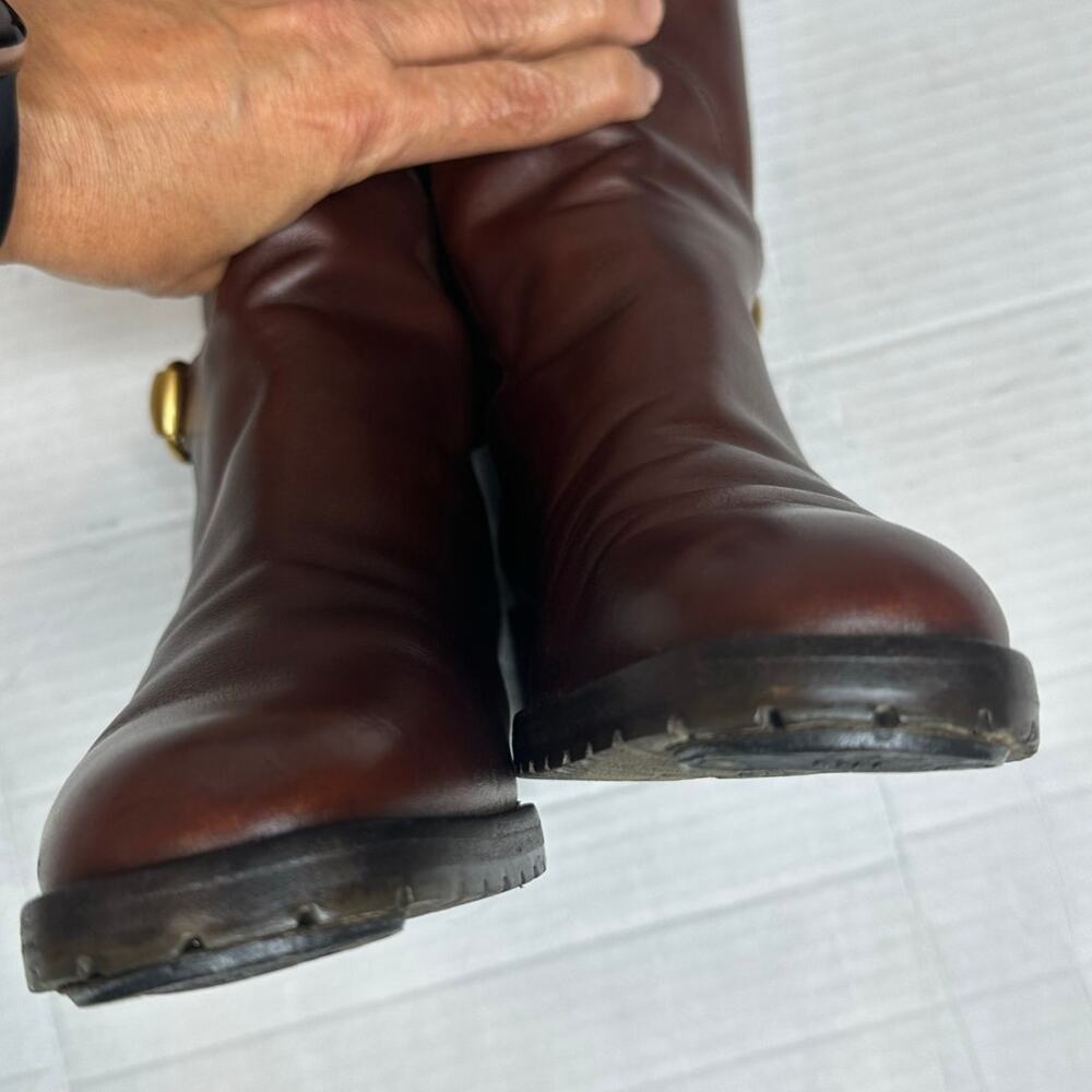 Gucci Knee High Horsebit buckle boots Brown with Block Heel size 36 Narrow - Picture 10 of 12